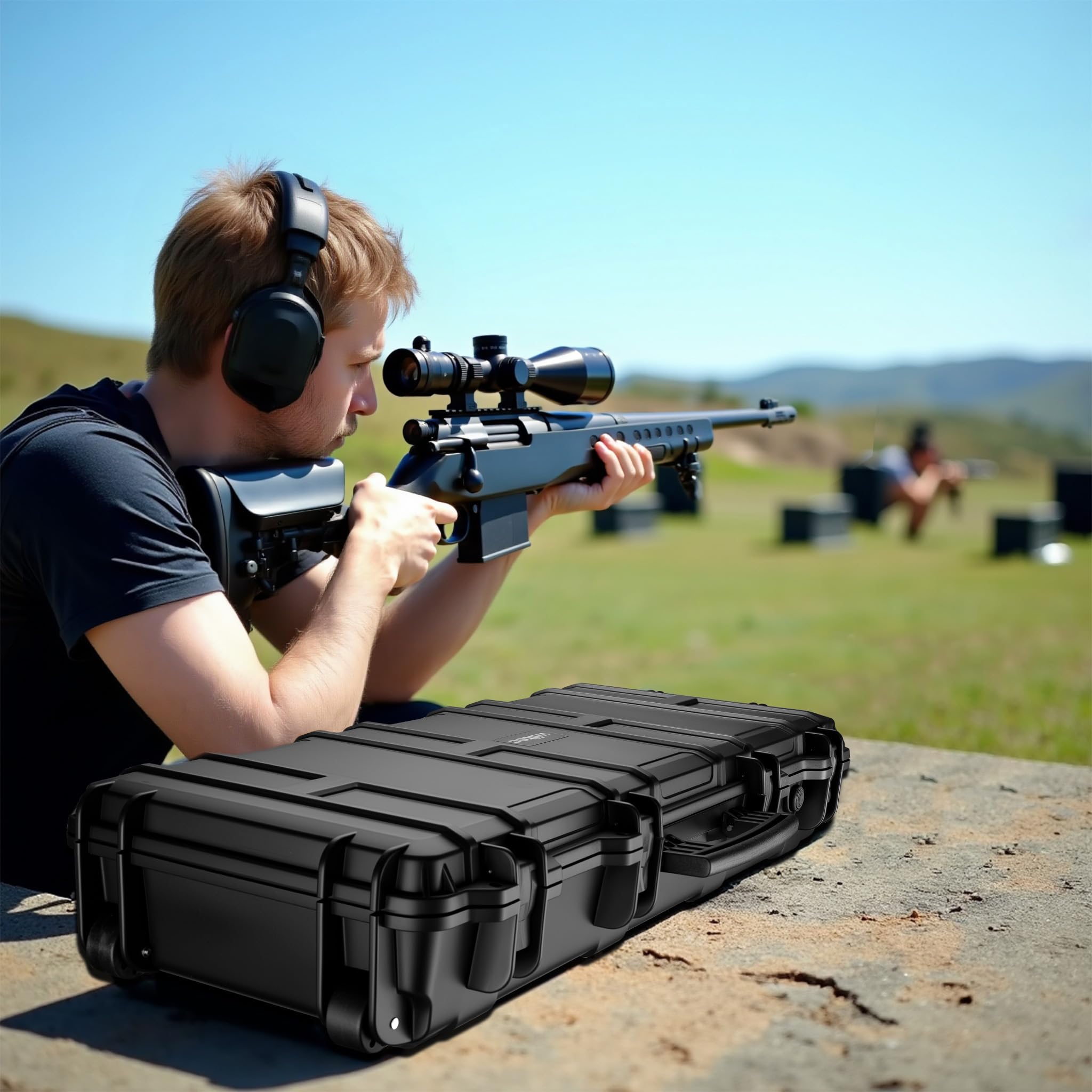 WilTec Maletín para Armas largas 97.8 x 42 x 17.3 cm con Espuma pre-Cortada Compacto y Ligero de PP para Transporte Seguro de Rifles y escopetas con asa ergonómica