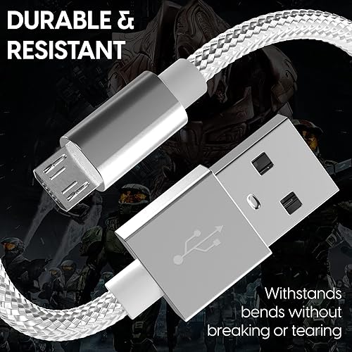 Miniatura 5 de TALK WORKS 14095 - Cable de carga compatible con controladores de juegos Xbox One, cable de carga micro USB trenzado de nailon de 6 pies, carga