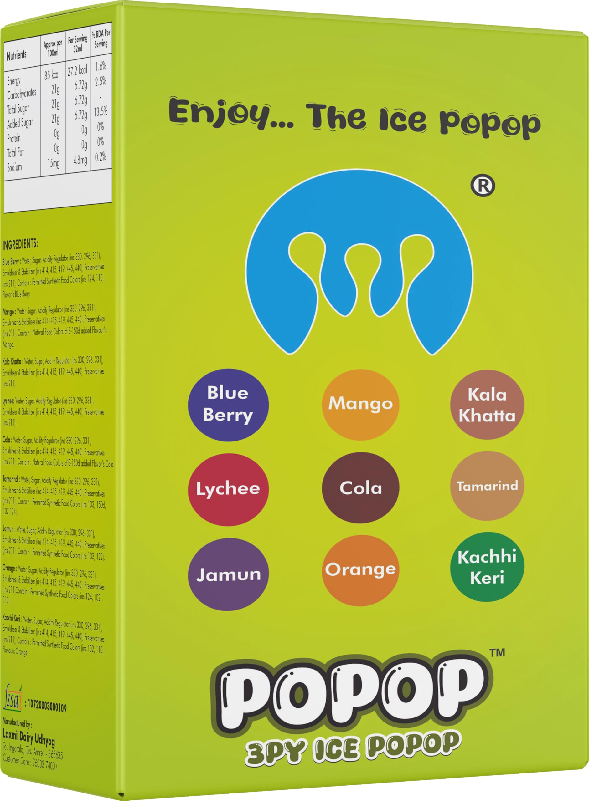 POPOP 3Ply Ice Popop, Natural Flavors (Khatti imli,mango,orenge