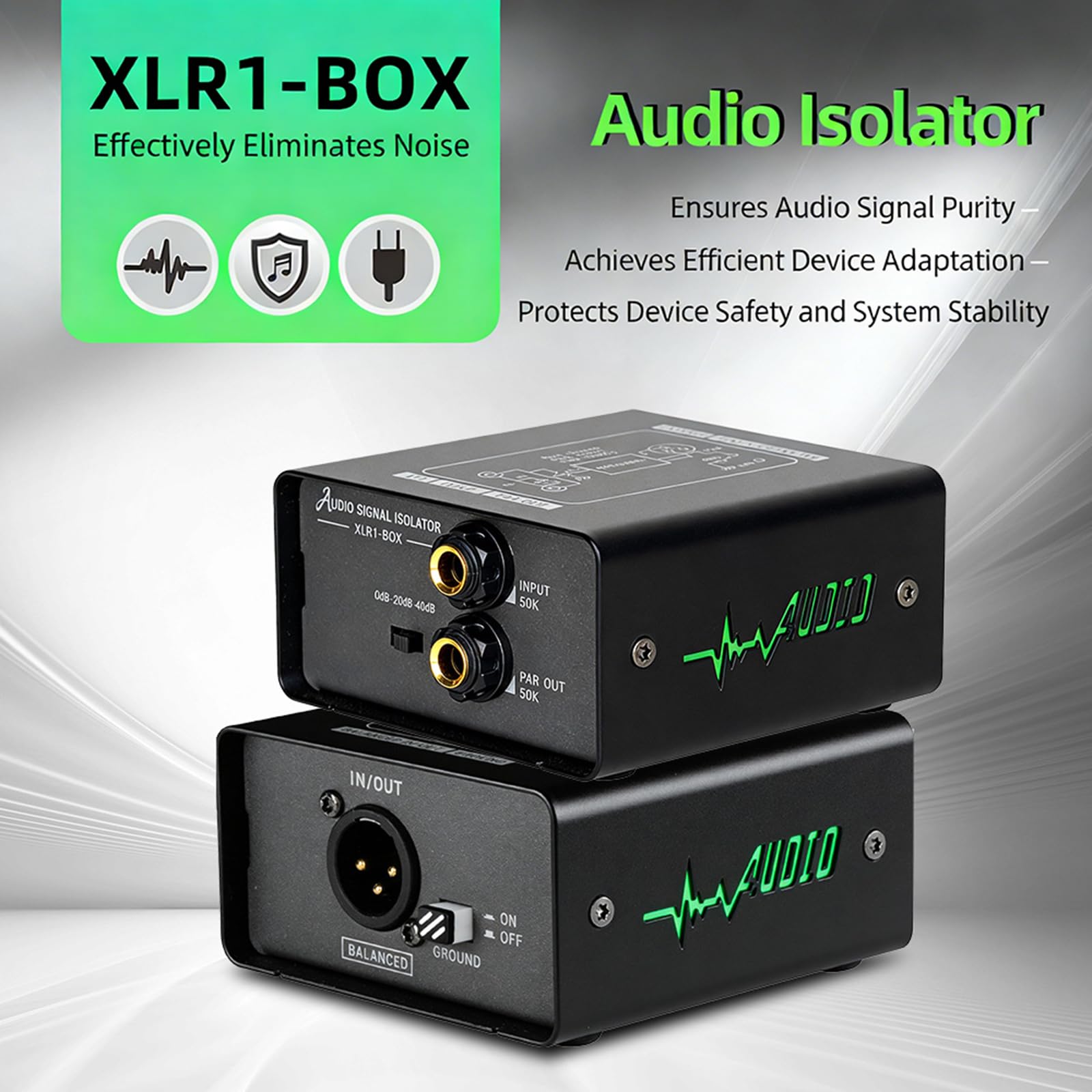 Isolatori acustici con 3 livelli di guadagno regolabili ad alta precisione per corrente e in mixer e chitarre elettriche processore segnali audio auto