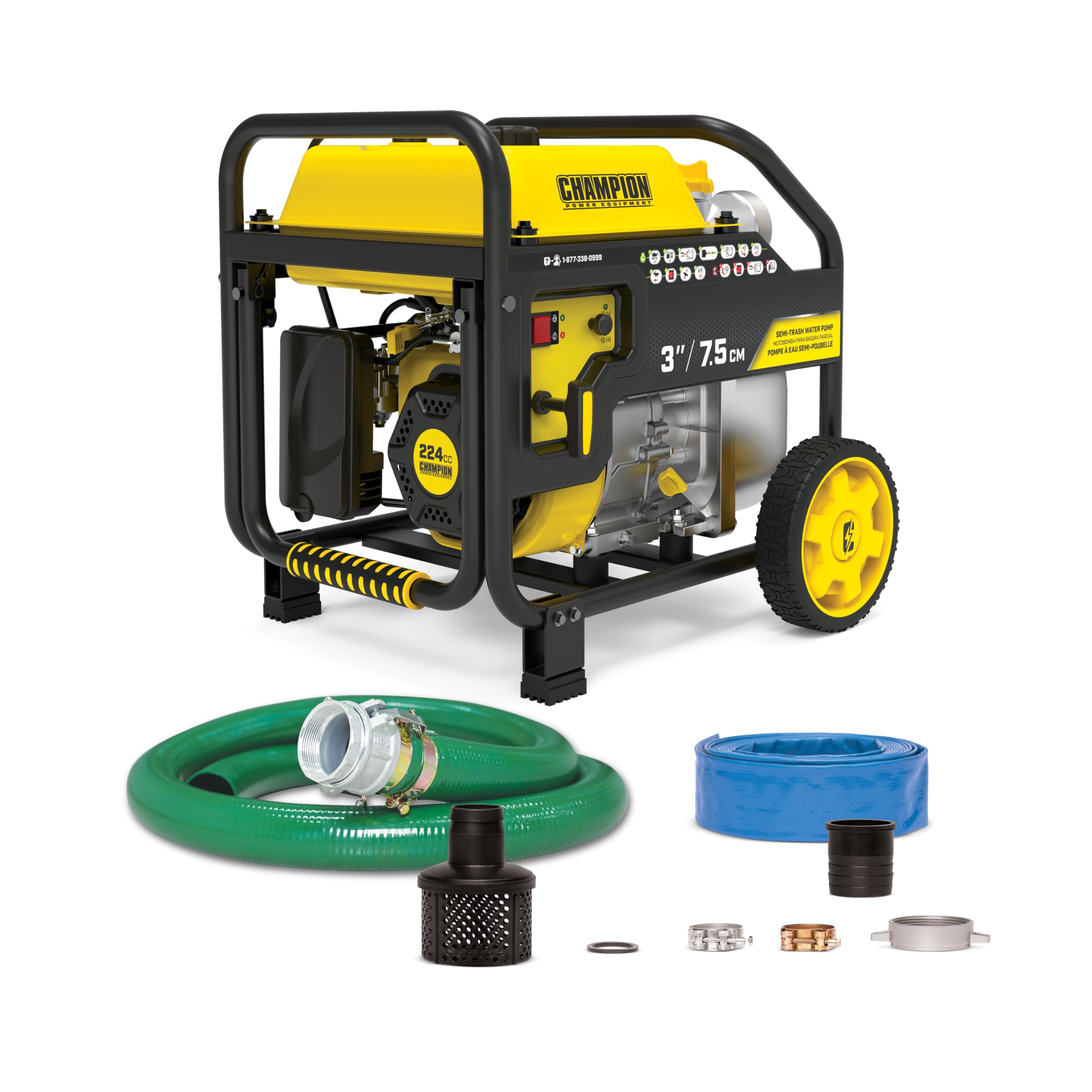 Photo 1 of Champion Power Equipment 3-Inch Gas-Powered Semi-Trash Water Transfer Pump with Hose and Wheel Kit