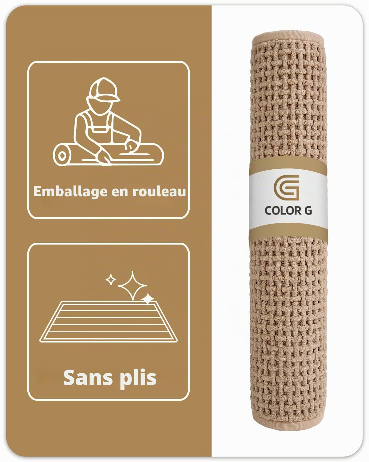 COLOR&GEOMETRY Paillasson Intérieur Entrée 80x120 cm, Tapis d’Entrée Doux Absorbant Antidérapant pour Hall d’Entrée, Couloir, Convient aux Chiens, Beige