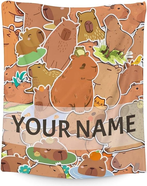 Personalized Blanket Gifts with Name - 50"x60" Cute Throw for Boys, Girls - Brown Soft Fuzzy Blankets for Bed, Couch & Living Room