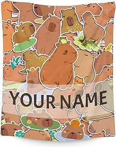 Personalized Blanket Gifts with Name - 50"x60" Cute Throw for Boys, Girls - Brown Soft Fuzzy Blankets for Bed, Couch & Living Room