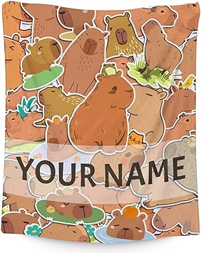 Personalized Blanket Gifts with Name - 50"x60" Cute Throw for Boys, Girls - Brown Soft Fuzzy Blankets for Bed, Couch & Living Room