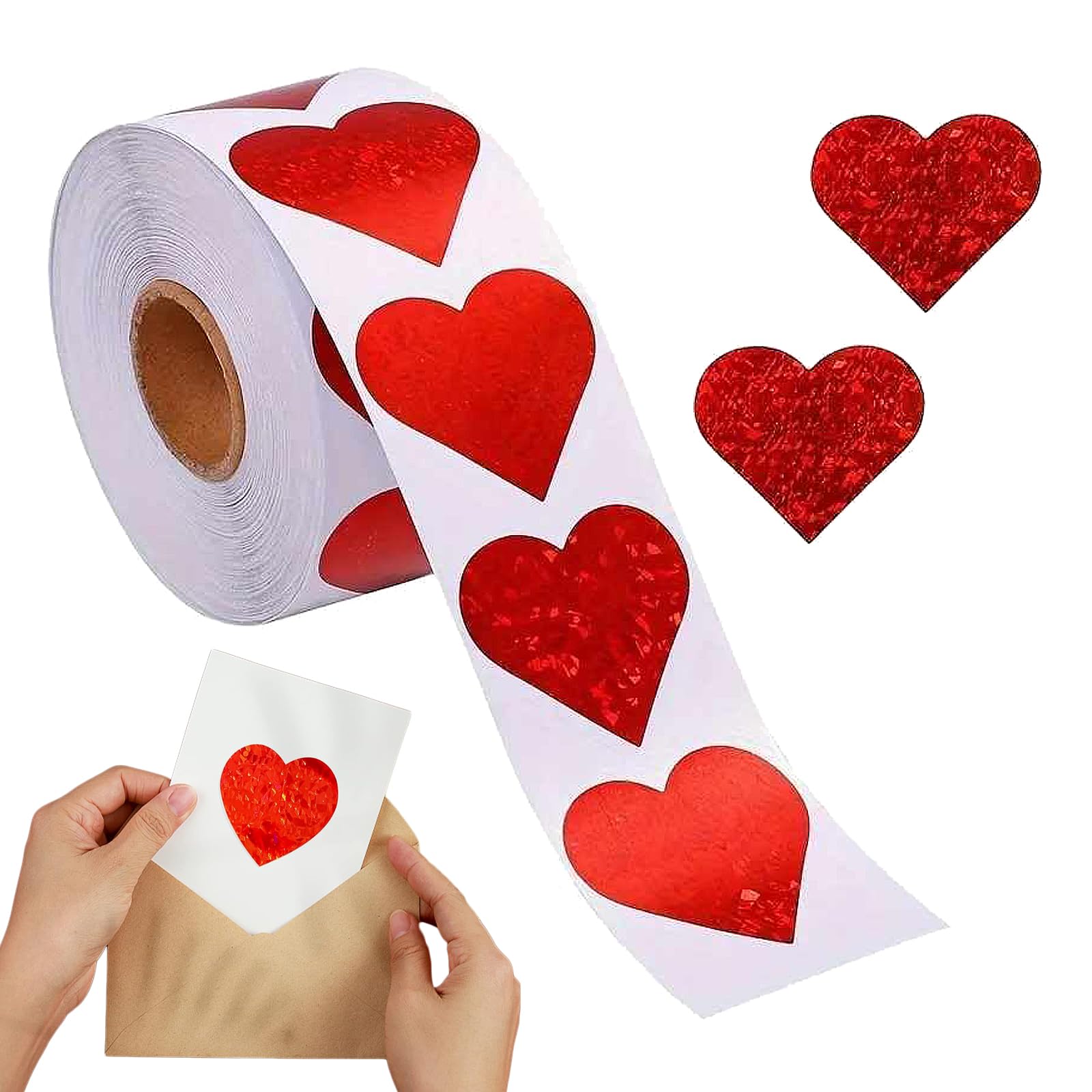 Yunfeen Red Heart Stickers, Valentine Stickers, Glitter Hearts Stickers Paper Tag, Valentines Day Stickers, For Scrapbooking Supplies, Such As Cards, Envelopes, Walls, Decorate
