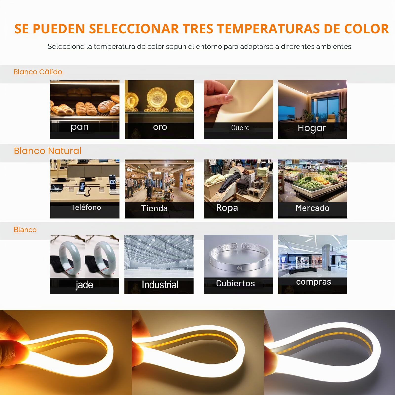 Tira de luces LED Solar 24V, 8 Modos de luces de neón para exteriores, IP65 Tira de Neón Solar Cuttable 5cm, 320LEDs/m Tira LED COB súper brillante para patio, patio(Blanco Cálido,7M)