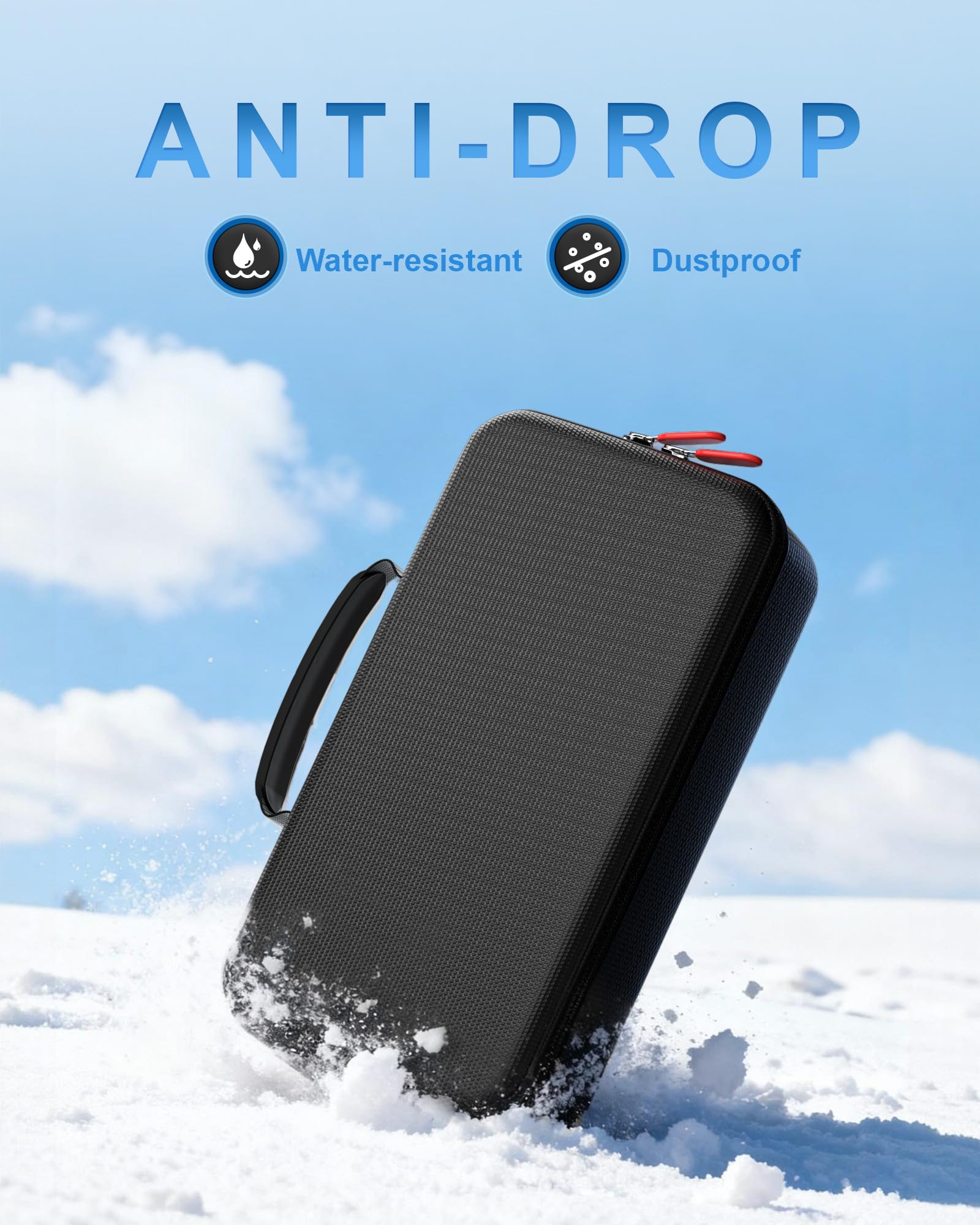 ProCase Grand Étui à Lunettes de Ski, Housse Rigide et Rangement Protégé Masque de Ski avec Poignée, Boîte pour Masque, Sac de Transport Goggle Case Protection
