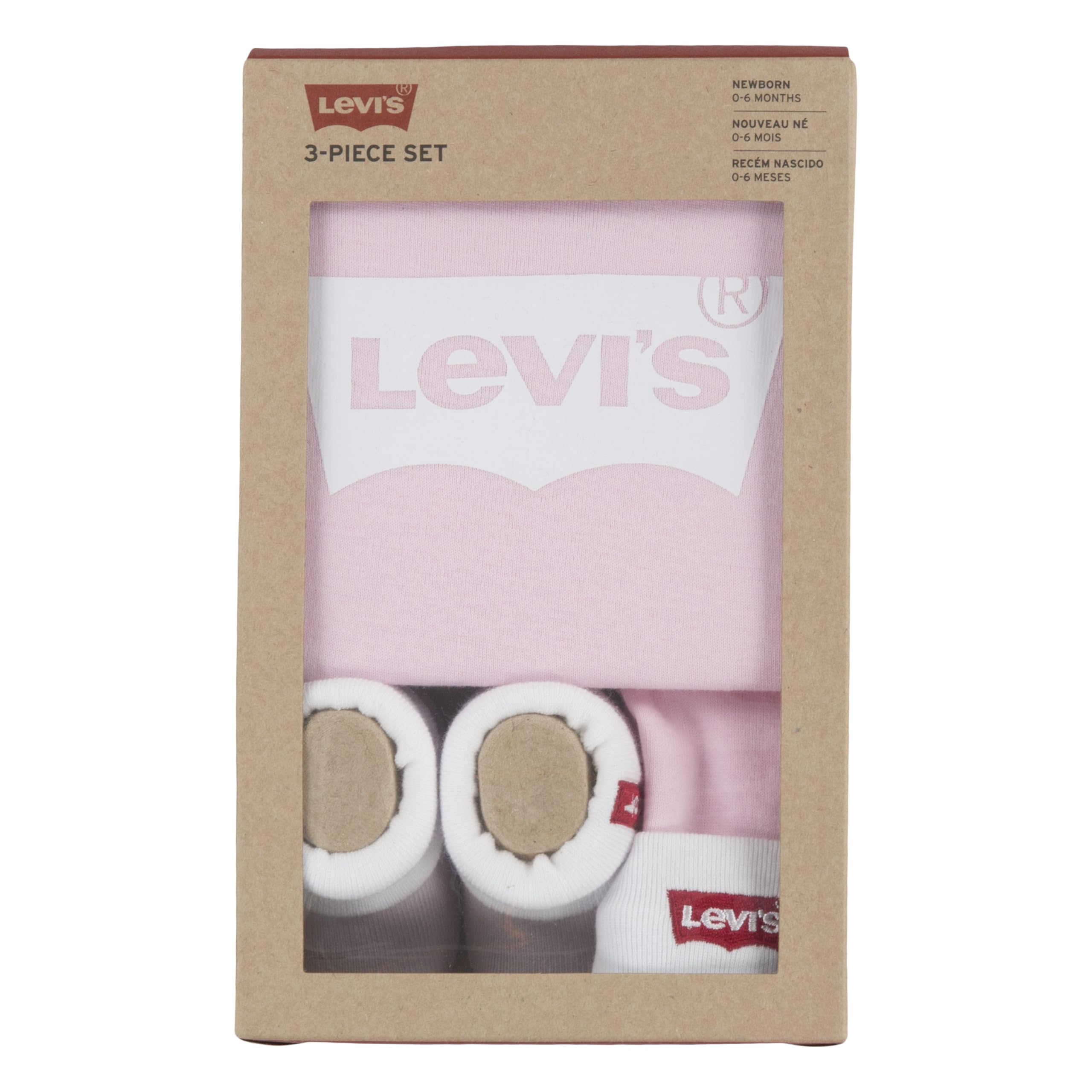 Levi's Classic Batwing Infant Hat Bodysuit Bootie Set 3pc Tutina per Bambino e Neonato Unisex-Bimbi