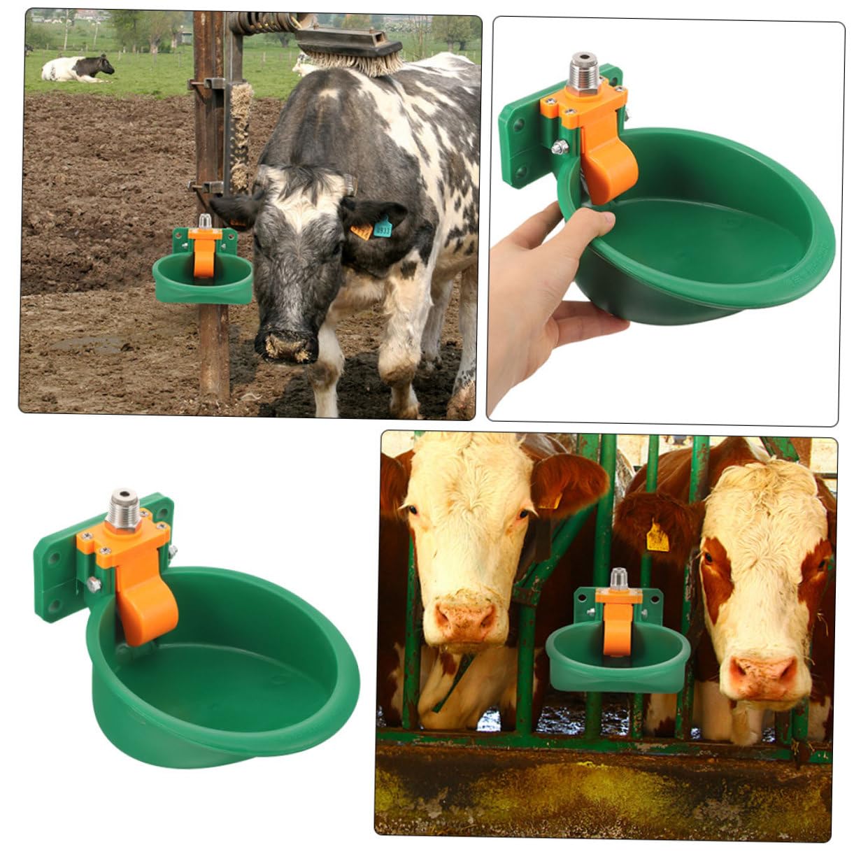 HEMOTON Abbeveratoio Automatico per Bovini e Ovini in Plastica Verde Fornitura D'acqua Affidabile, Ciotola per Animali da Allevamento per Uso Agricolo