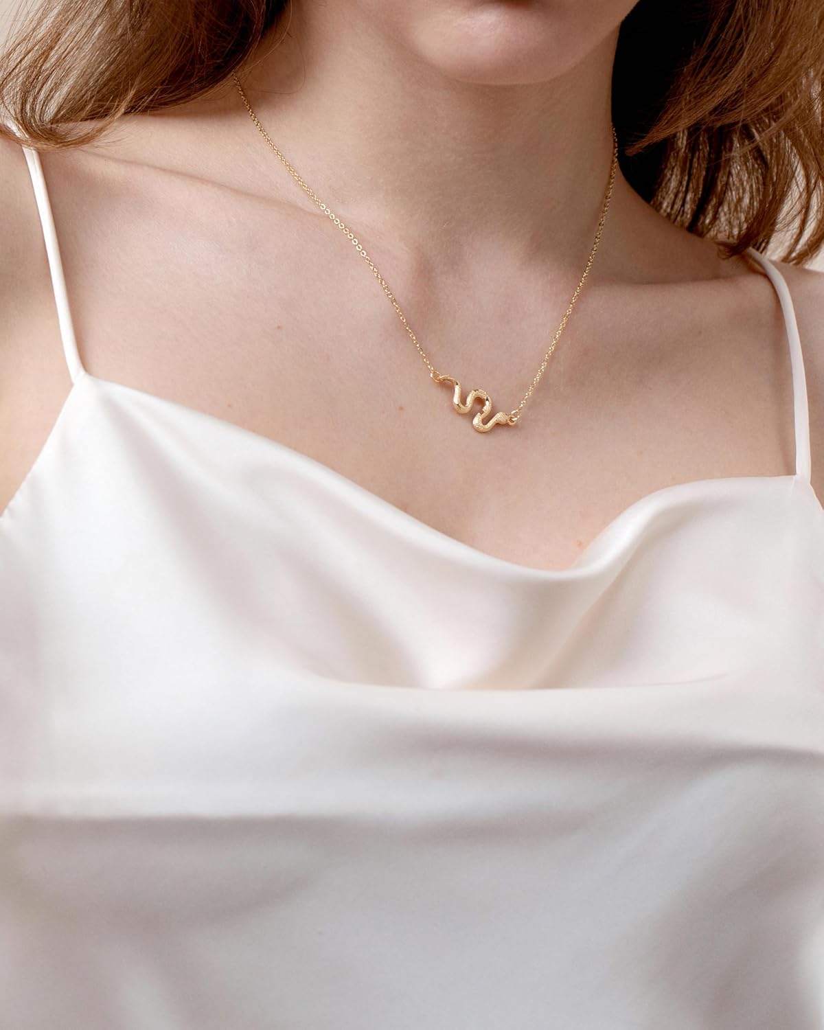 Snake Necklace 14k Gold Plated Snake Pendant Necklaces Cubic Zirconia Serpent Snake Jewelry Dainty Gold Necklace for Women Trendy - Image 3