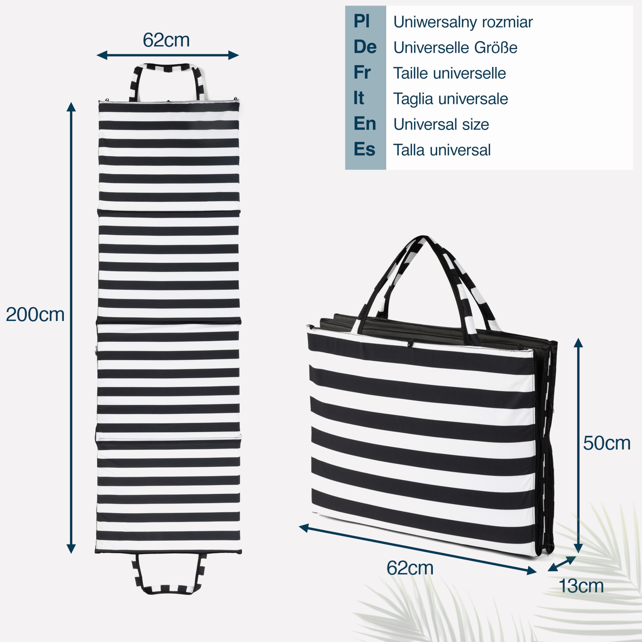 Stuoia spiaggia imbottita pieghevole 200x62 cm, telo mare | Materassino e tappetino da mare per picnic, campeggio - coperta impermeabile, schiuma morbida, esterno, grande