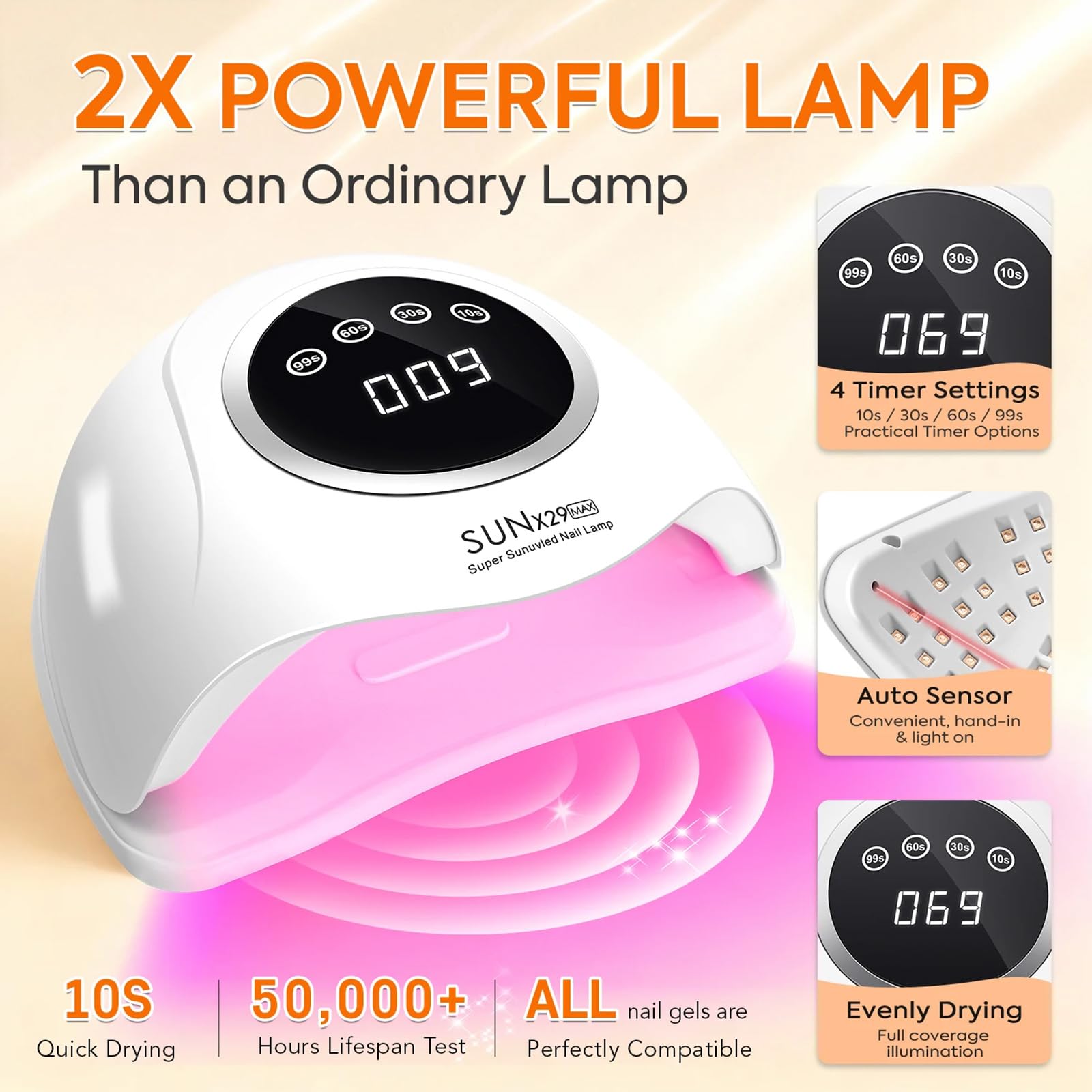 168 W suszarka do paznokci, lampa LED UV do paznokci żelowych, profesjonalna lampa do paznokci żelowych z 4 timerami i czujnikiem samochodowym, wyświetlacz LCD, suszarka do paznokci u rąk i
