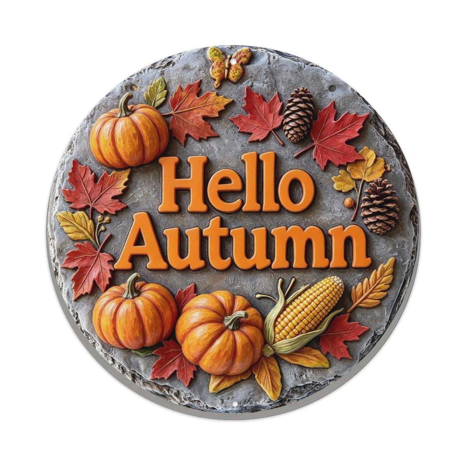 Hello Autumn Metal Tin Sign Plaque