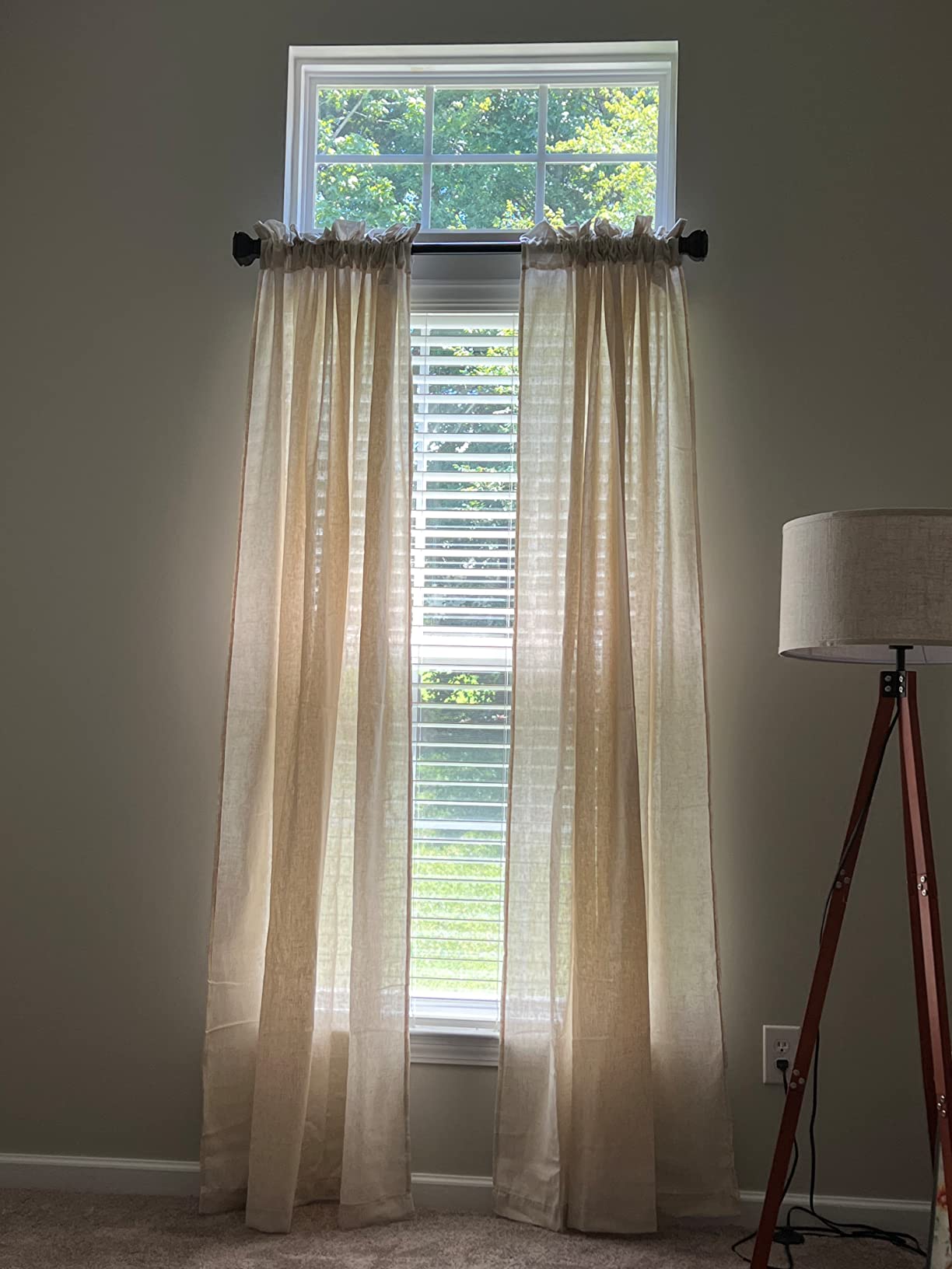 8/mo Finance RYB HOME Living Room Curtains Flax Linen Blend Linen Sheer Drapdes Semi