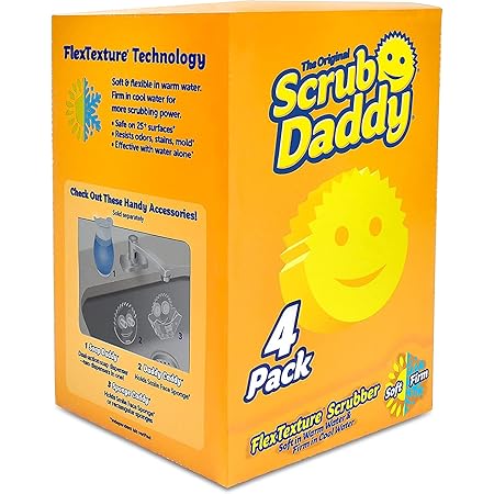 Scrub Daddy - The Original Scrub Daddy - Scratch-Free Multipurpose Dish Sponge - BPA Free & Made with Polymer Foam - Stain & Odor Resistant Kitchen Sponge (4 Count)