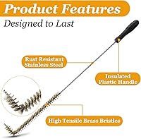 Vista 3 de Yaomiao Cepillo de limpieza para freidora en forma de L, 23 pulgadas, limpiador de bobina de freidora de alta temperatura, cepillo de bobina