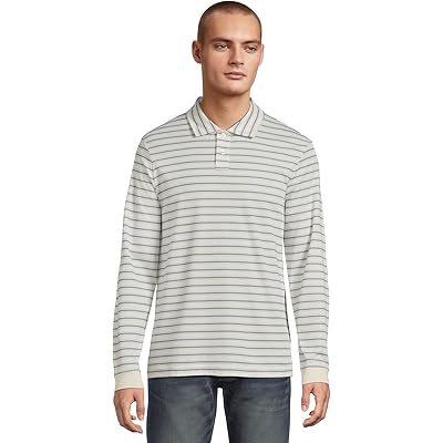 Мужская рубашка L.L.Bean Comfort Stretch Performance Polo Long-sleeve Slightly Fitted Stripe sailcloth
