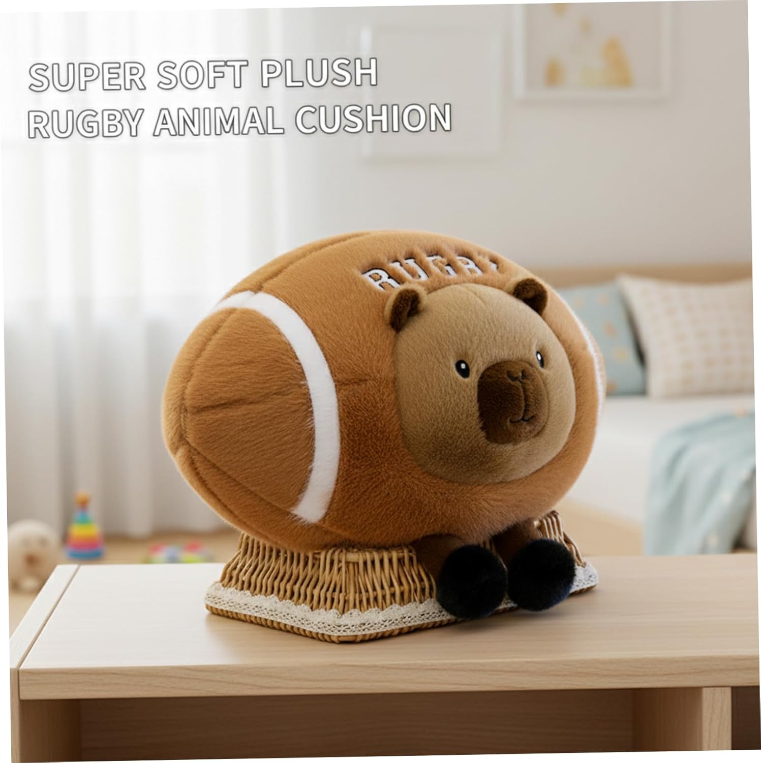 Football Capybara Stuffed Animal, 22 Inch Soft PP Cotton Plush Pillow Toy for Kids & Sofa Decor