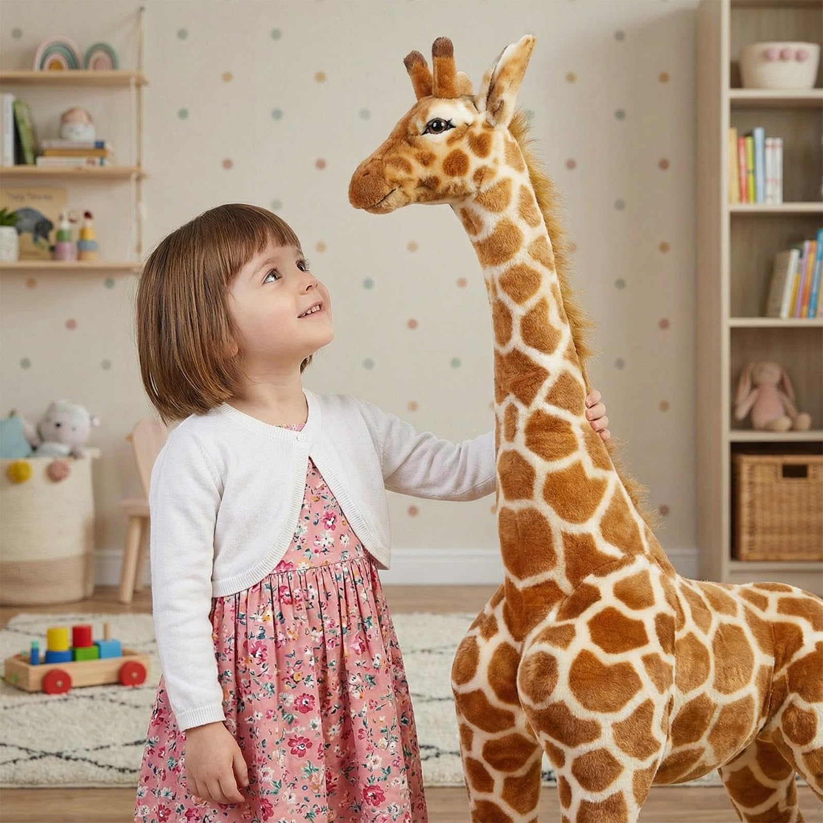 Meooeck Giraffa gigante da 80 cm, grande peluche per bambini, realistica, per compleanno, decorazione per la casa