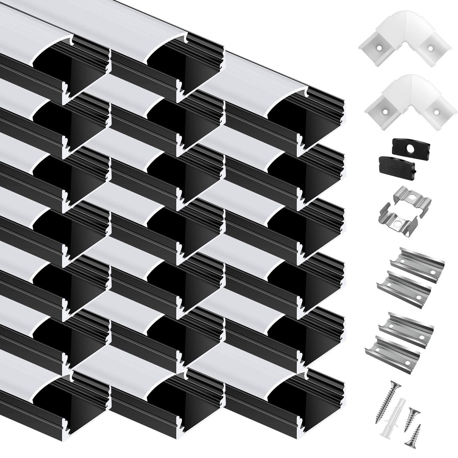 Canal de aluminio LED en forma de U (20 unidades x 3.3 pies)