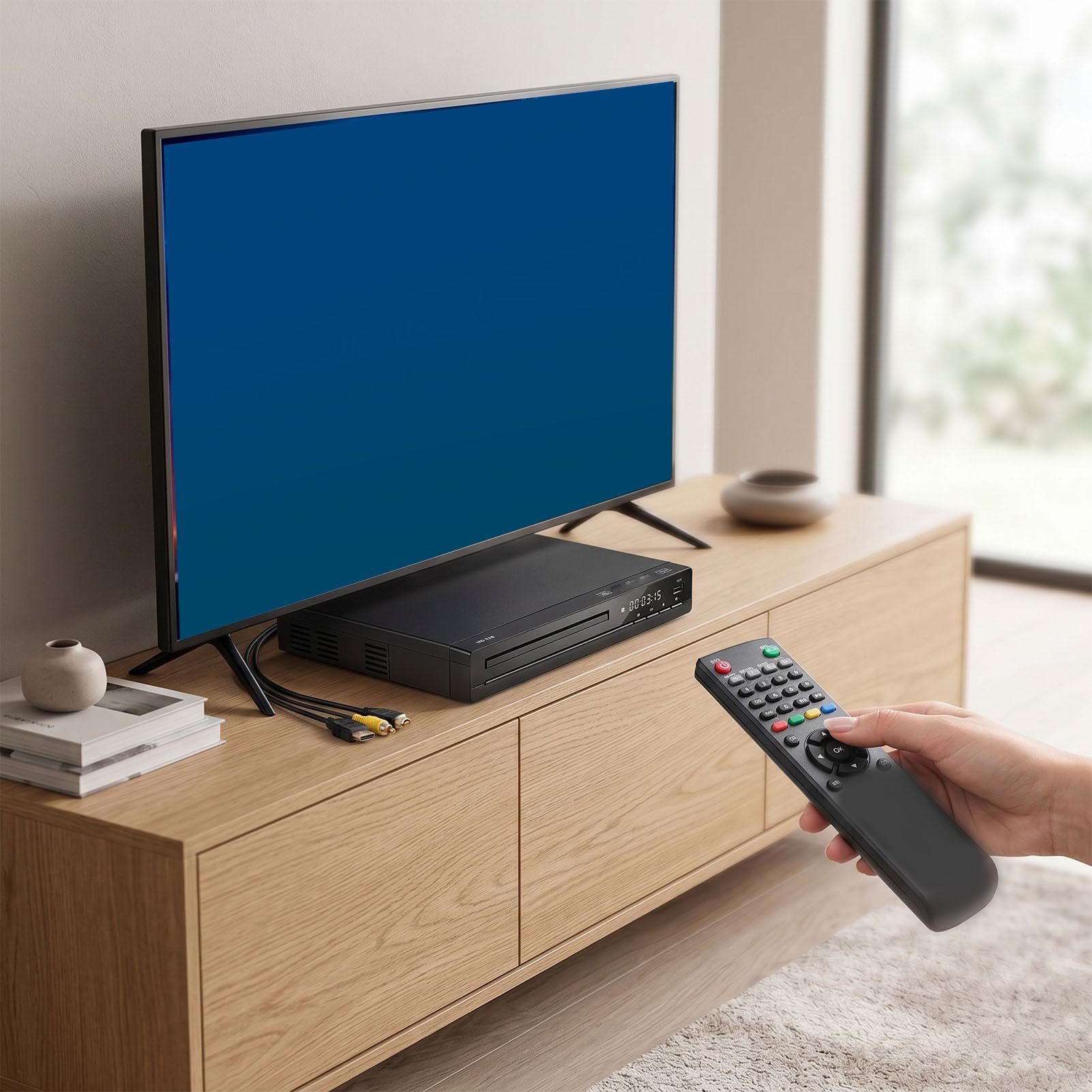 PUSOKEI Odtwarzacze DVD dla Telewizorów z HDMI, Odtwarzacze HD DVD 1080P Bez Regionu z Pilotem i Kablem HDMI/AV, odtwarzają Wszystkie Regionalne Płyty i Wiele Formatów, obsług (1080P)