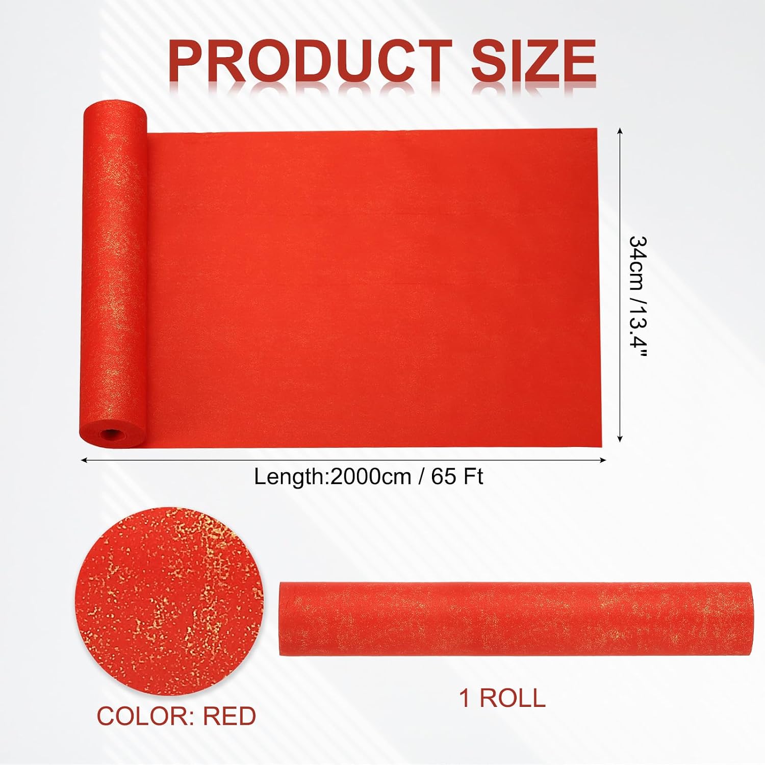 PATIKIL Chinese Xuan Paper Roll 65Ft x 13.4 Inch Half Raw Ripe Chinese Calligraphy Practice Paper Chunlian Duilian Couplets, Bright Red