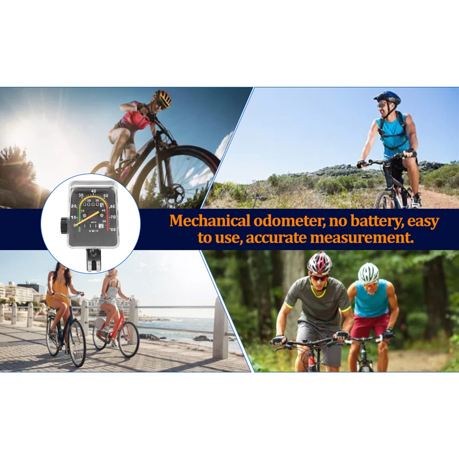 Bicycle Speedometer, No Battery Bike Computer and Bike Speedometer, Easy to Install Mountain Bike Accessory for Men & Speedometer for Bike 26in, 27.5in, 28in, 29in