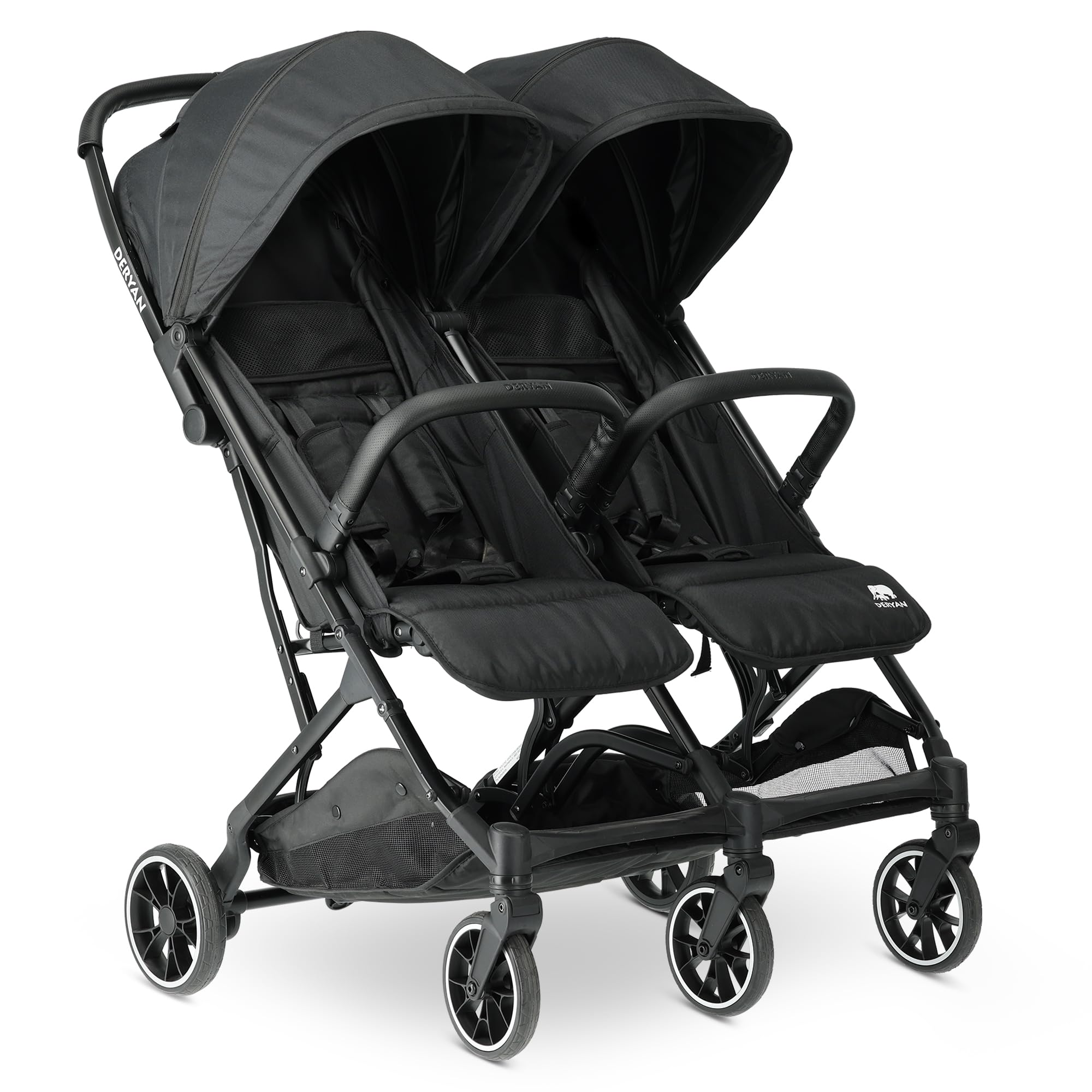 Deryan Rolo X2 Kinderwagen Buggy 2 in 1 - klappbar bis 44kg - Schwarz