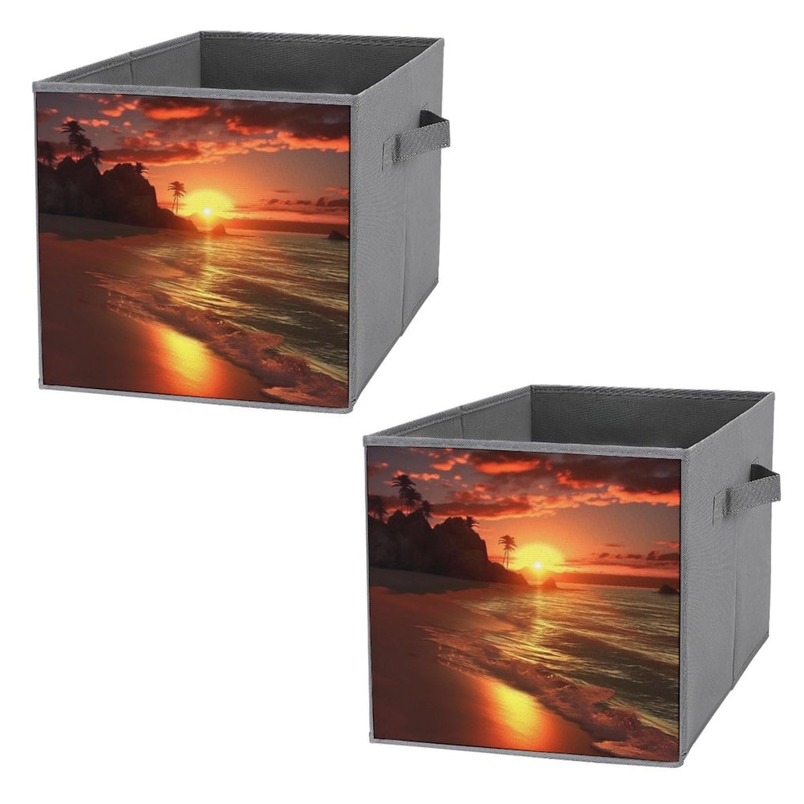 Boîtes de rangement pliables pour étagères au motif coucher de soleil