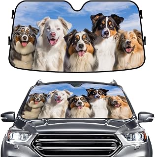 Australian Shepherd Dog Windshield Sun Shade for Car SUV Truck (55x30 Inches), Sun Shade Windshield for Windows, Protector Blocks U, Halloween Car Decor