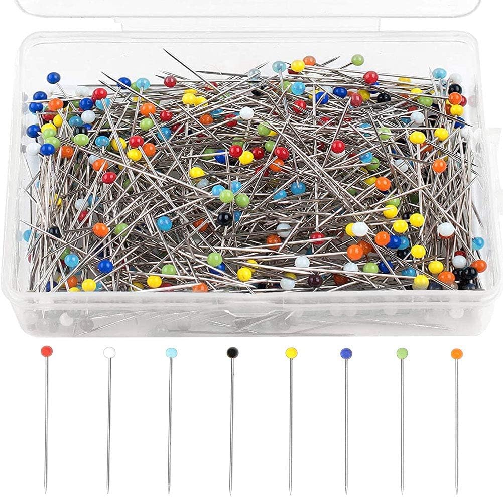 1000 Épingles Couture Multicolores BetterJonny 38mm - Épingles à Tête Ronde En Verre Pour Couturières, Bricolage Et Décoration
