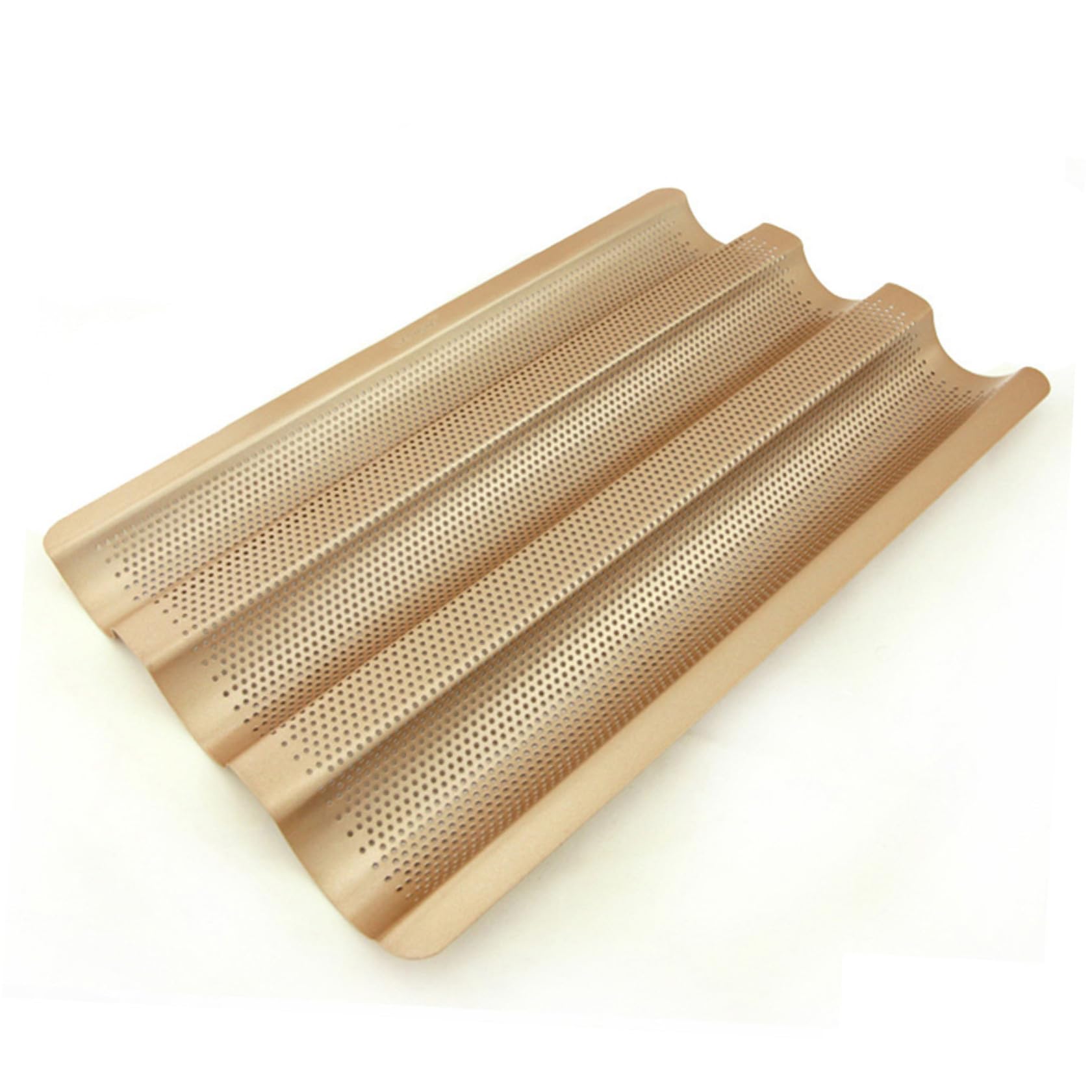 Molde para Hornear Pan Francés Antiadherente de Acero al con Diseño Perforado Bandeja Dorada para Baguettes Pequeño para Horno Doméstico