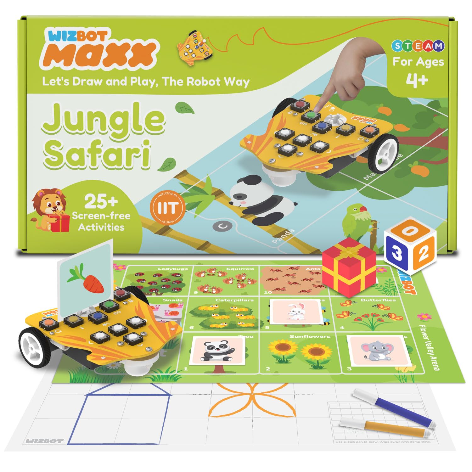 Wizbot Maxx Jungle Safari Screen-Free Robot Toy Kit for Kids Age 4+ Boys and Girls| Play Games and Draw with Robot | 25+ Screen-Free Activities | Perfect for Gifting-image-21