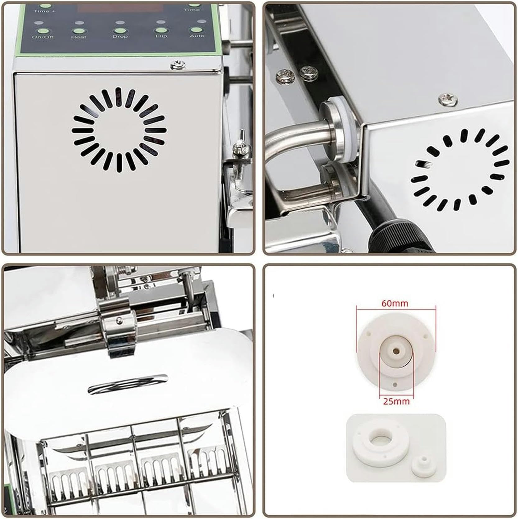 Macchina per ciambelle commerciale a 4 file, friggitrice automatica per snack e ciambelle con tramoggia da 5,5 l, spessore regolabile, pannello di controllo intelligente