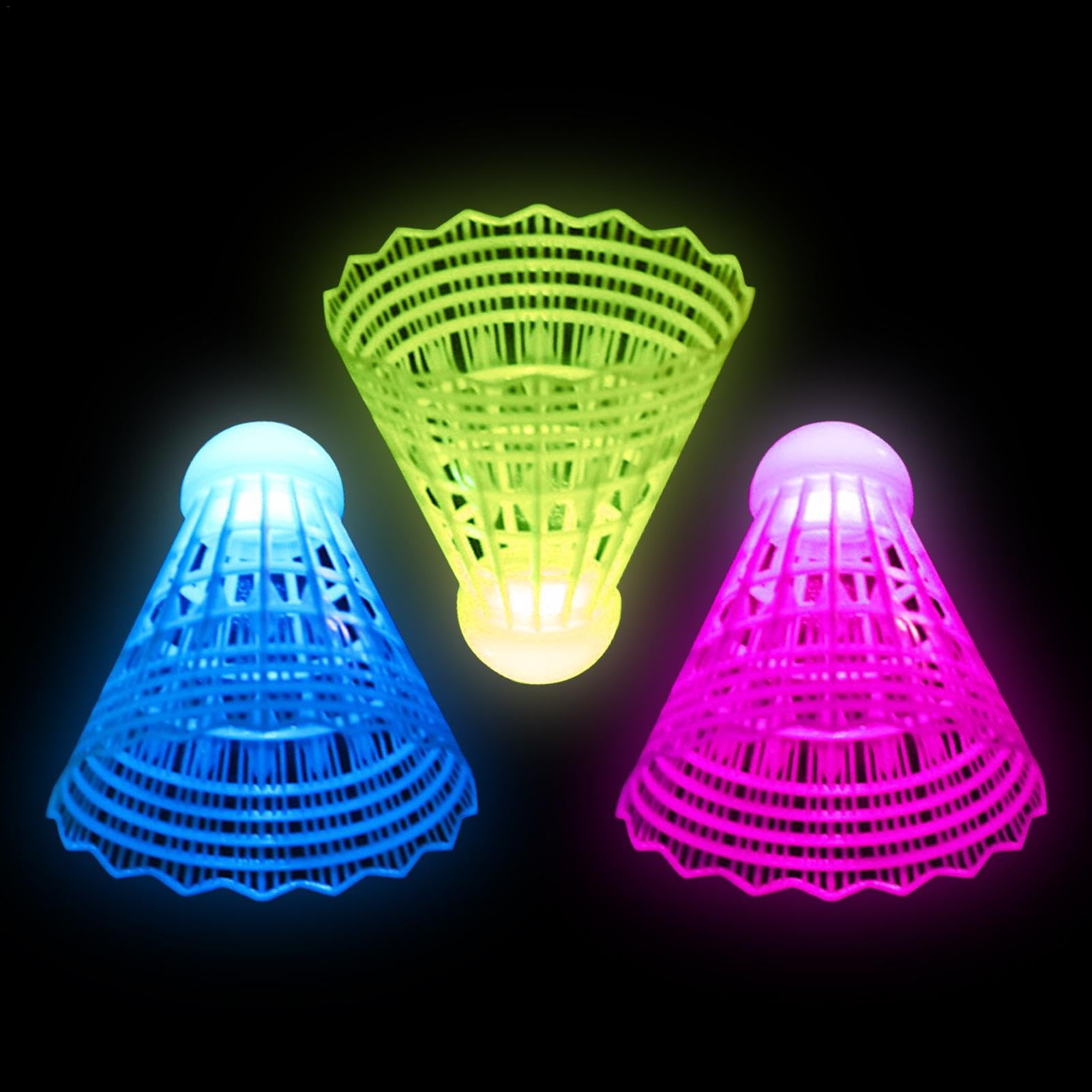 Illumina il badminton, il badminton a LED | Volani da badminton con illuminazione a LED - Badminton colorato 3X nylon ad alta elasticità per giochi da giardino, giocattoli sportivi per interni all'ape