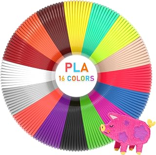 DIKA3D PLA 3D Pen Filament, 16 Colors 9.84 Feet Each 3D Pen PLA Filament, Total 157 feet 3D Printing Pen PLA Filament, Compatible with SCRIB3D MYNT3D 3D Pen, Not Suitable for 3Doodler