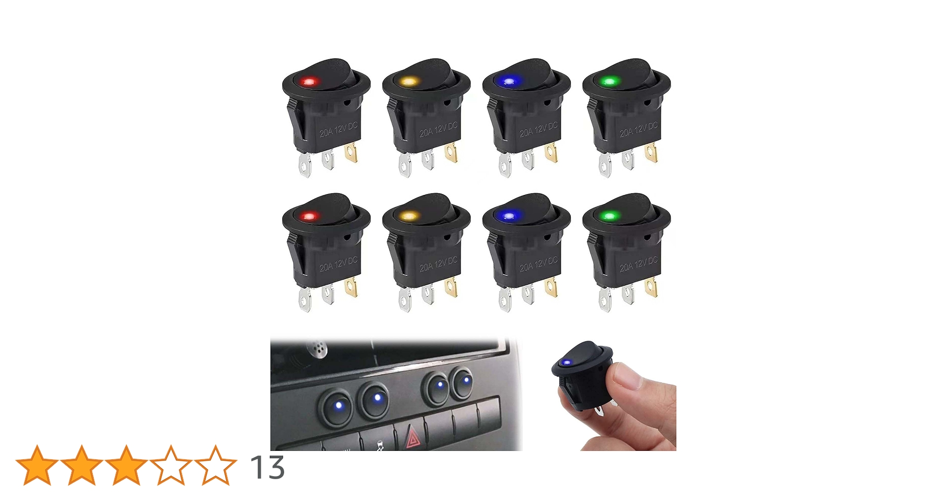 Amazon.co.jp: PAVIKE LEDインジケータのロッカースイッチ （ 4