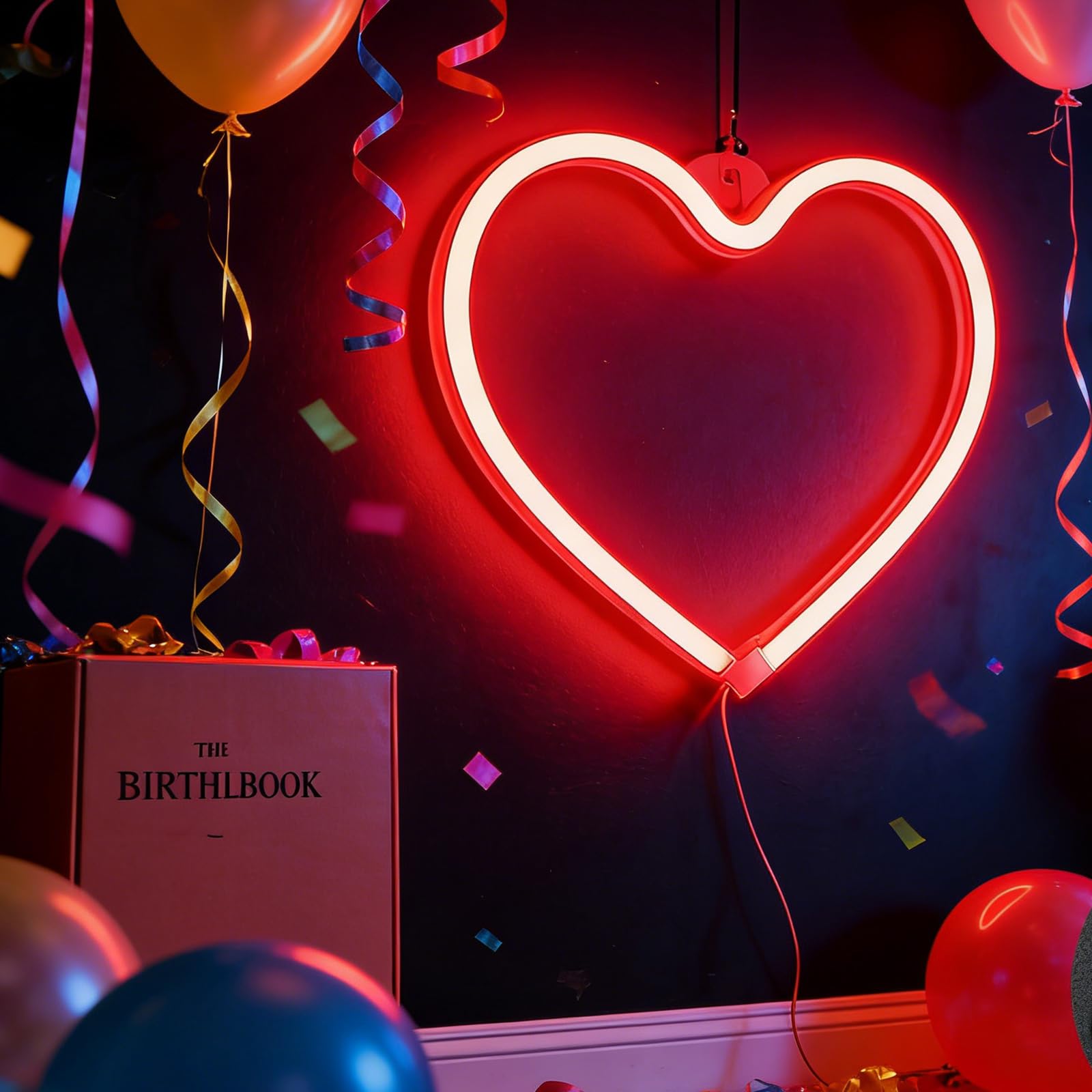 Lot de 2 Lampe Néon LED en Forme de Cœur, 21 x 20 cm Coeur Néon Signes, Coeurs Néons Lampe Signe de Néons LED Rouge, Lampes Coeurs Pour Maison Chambre D'enfants Fête D'anniversaire Bar Décor