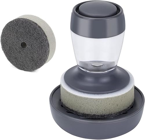 Miniatura 8 de DAPOWER Cepillo para platos con dispensador de jabón, cepillo de cocina para platos, ollas, sartenes, limpieza de fregaderos, juego de escurridor de