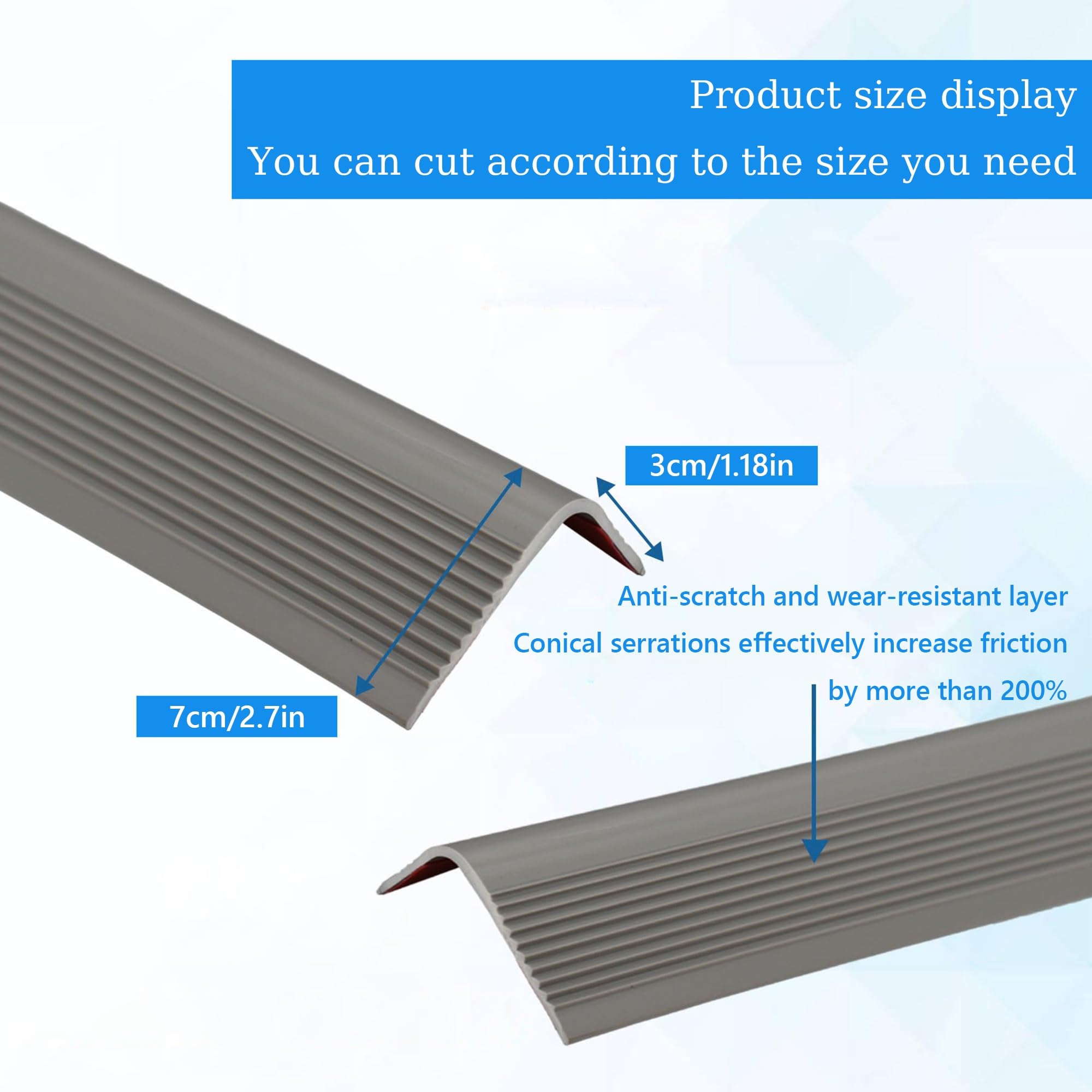 Stair Edging Self-Adhesive Rubber, Vinyl Stair Nosing, Self Adhesive Stair Edge Protector, Non-Slip Stair Tread Stair Trim, Step Edge Trim Strips, For Outdoor Indoor Steps ( Color : Grayish Brown Red