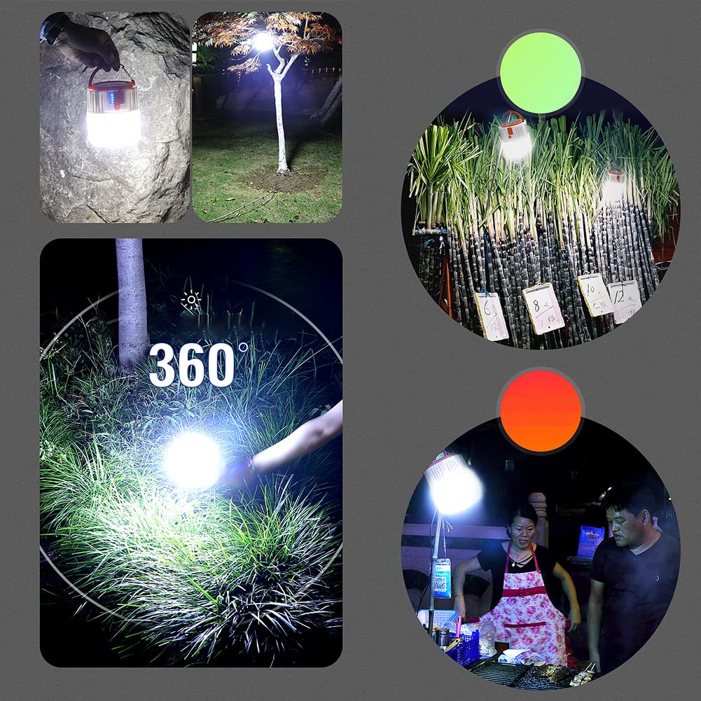 2 Pz Luce da Campeggio Ricaricabile LED 2400 mAh Lanterna Da Campeggio Solare USB Alimentato Luce Portatile per Escursionismo Campeggio Pesca