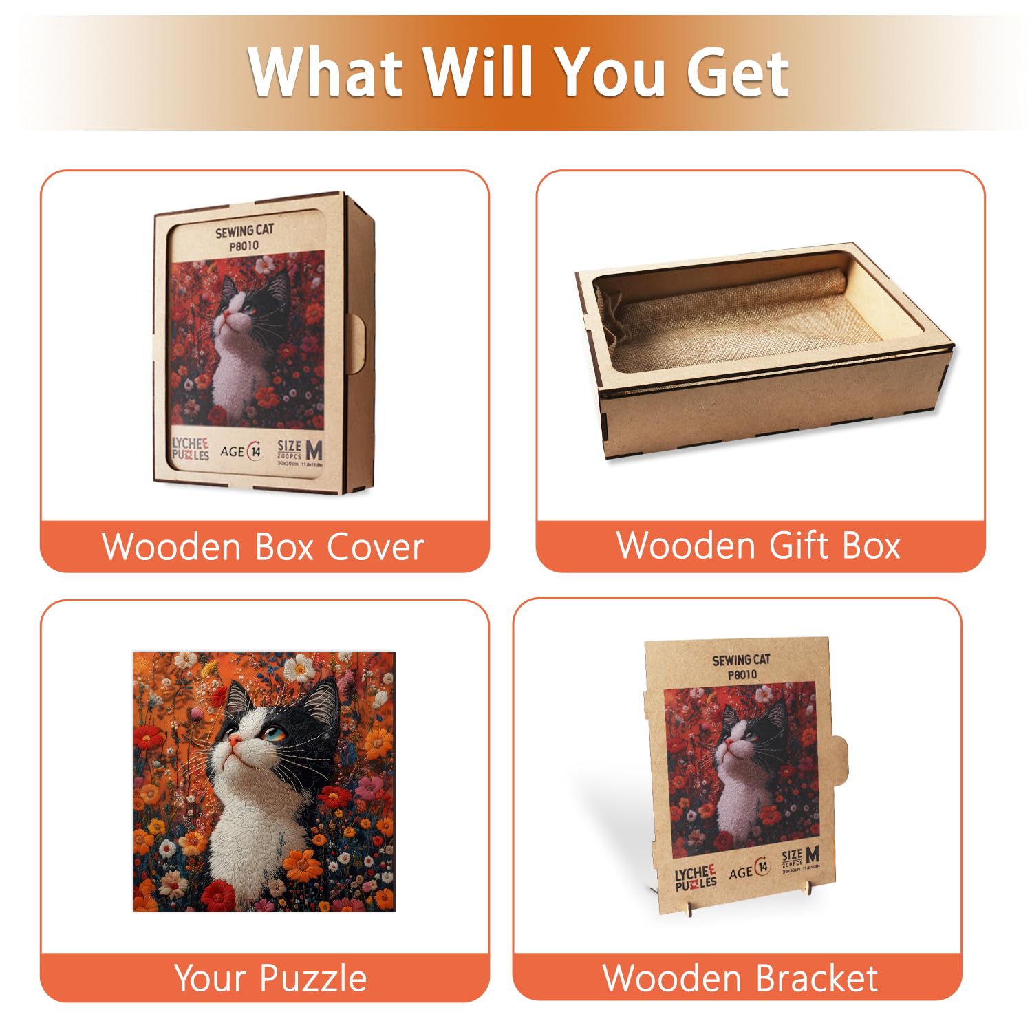 Lycheepuzzles – Casse-tête en bois pour adultes – 200 pièces de forme unique – Puzzle découpé en bois pour adultes – Puzzle en bois de forme unique pour amateurs de puzzle, cadeaux d'anniversaire