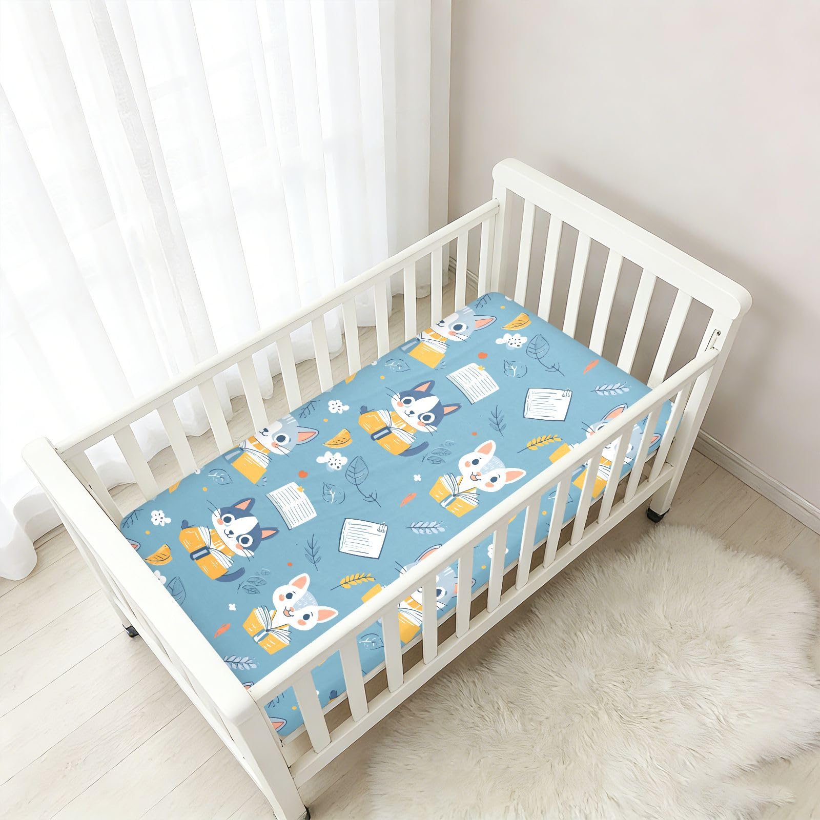 Sábanas de algodón para cuna de bebé con diseño de dibujos animados, cómoda y transpirable, de muselina para decoración de guardería, 1 paquete de sabanas para cuna