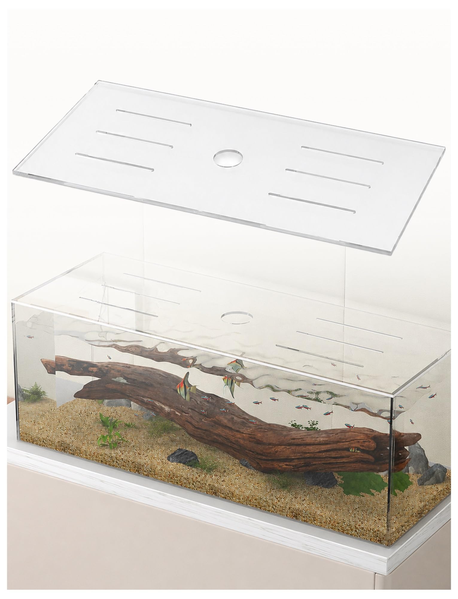 Couvercle d'aquarium en Acrylique, Couvercle d'aquarium Transparent avec Trou d'alimentation et Fentes d'air, 3 mm, Plusieurs Tailles, réduit Les sauts, Soins Quotidiens(71x20cm)