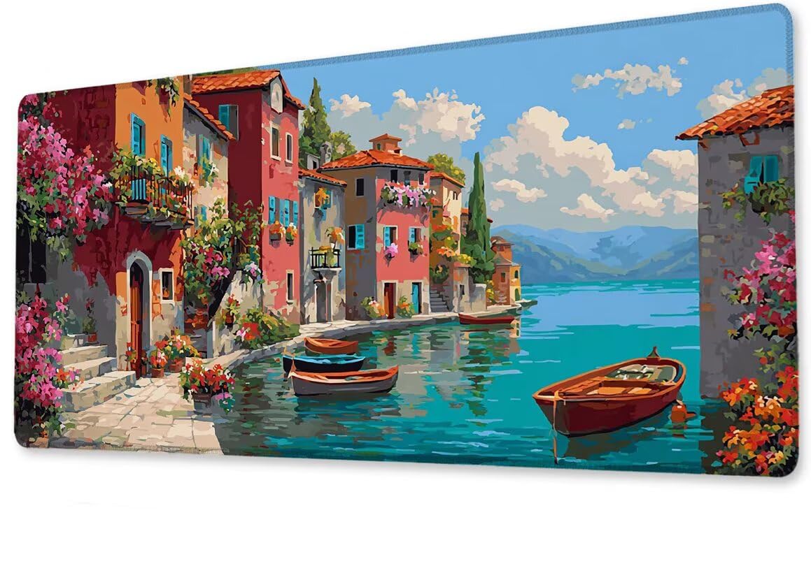 Alfombrilla Ratón XXL 600x1200x3 mm Mouse Pad Grande Gaming Paisaje Alfombrilla Escritorio,con Base de Goma Tapete Escritorio con Bordes Cosidos, Impermeable Antideslizante Ordenador Desk Mat zj-845