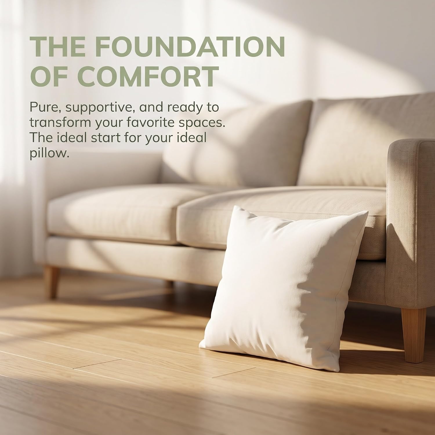 UKCOCO Pillow Insert for 15.75'' Throw Pillowcase, Sanded Fabric Cover