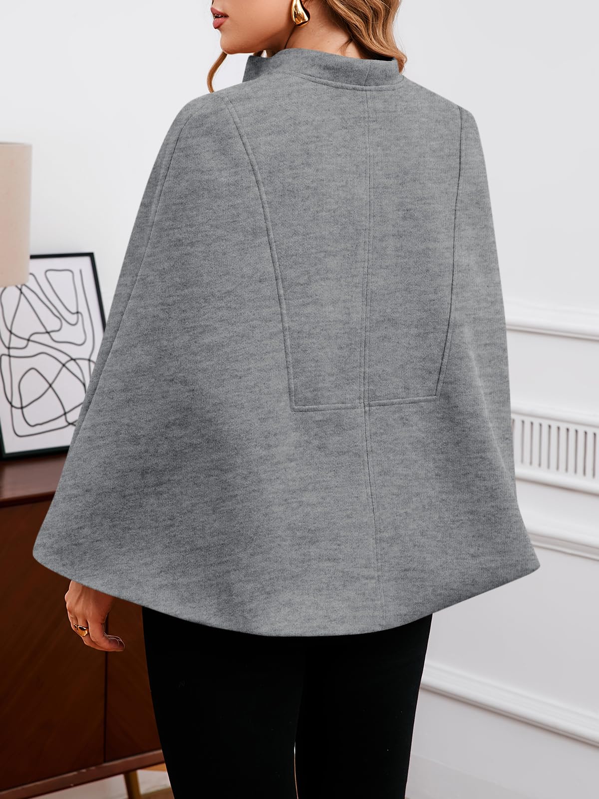 Cicy Bell Cappotto da donna a maniche lunghe, con colletto alto, aperto sul davanti, stile casual