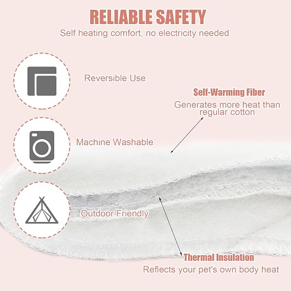 Self Heating Cat Bed 50 x 60 CM,Self Warming Cat Heated Pad,Thermal Pet Mat Blanket Soft,Noiseless,Electric-Free for Kitten Puppy Indoor & Outdoor Pets