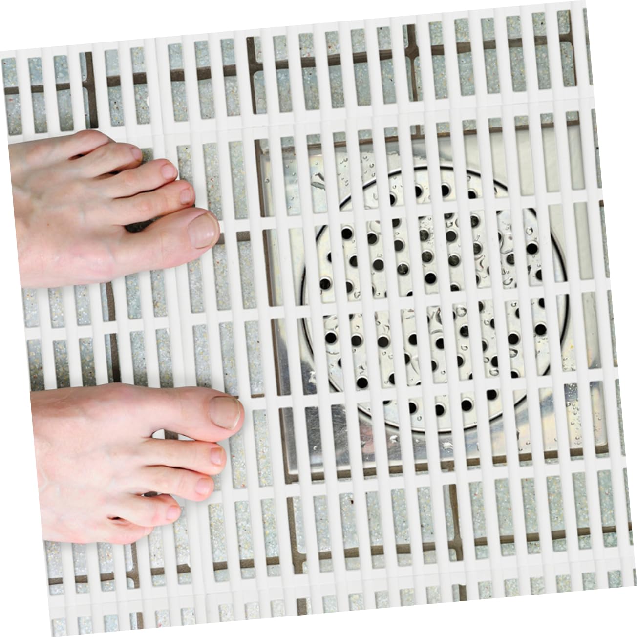Tappetino Antiscivolo per Bagno in Tpe Bianco 4 Pezzi Quadrato